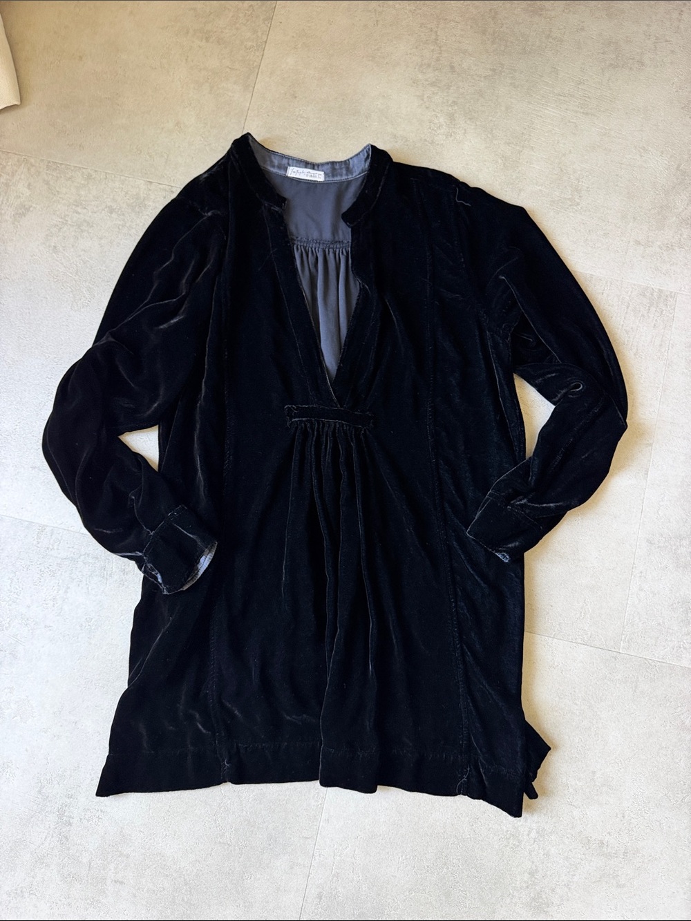 Free People Black Velvet V-Neck Mini Dress